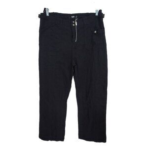 Jaded London Women Black Wide Leg Pants Flat Front Double Button‎ Waist Size W36